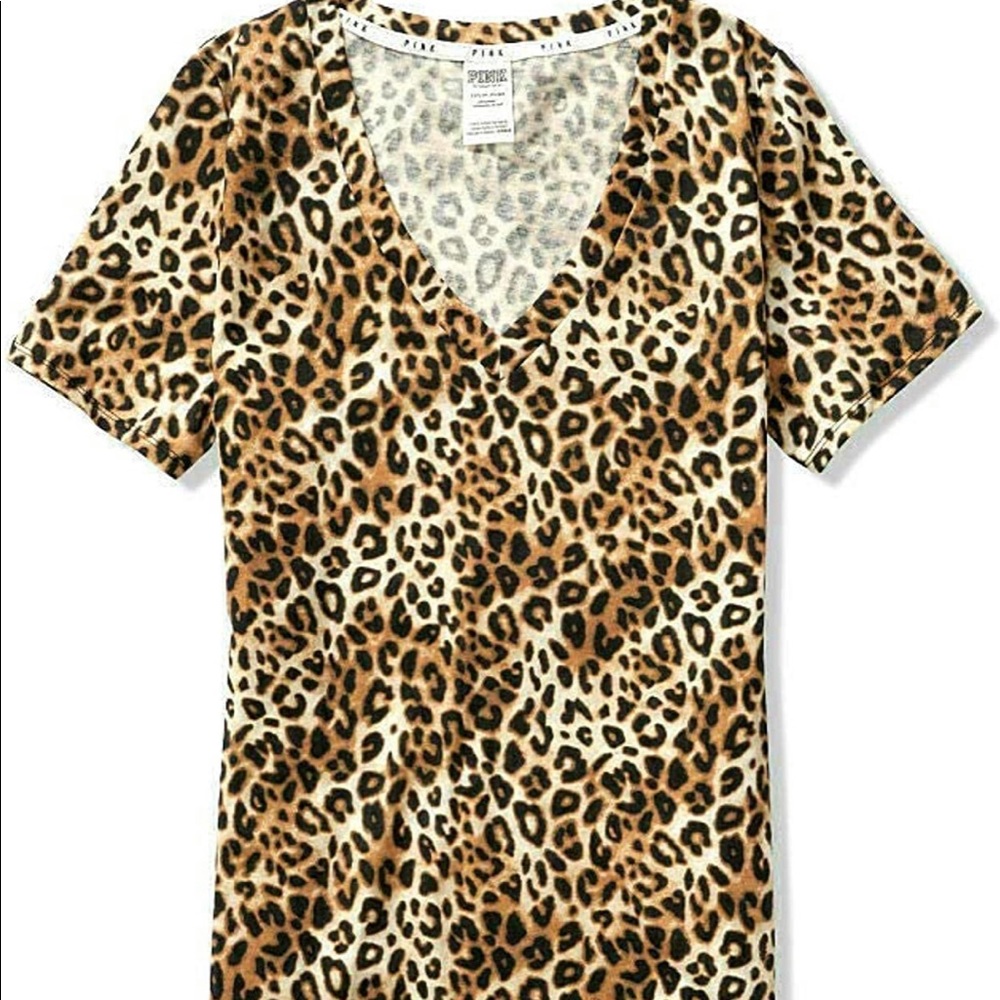 Victoria Secret Pink Medium V-Neck Leopard Shirt